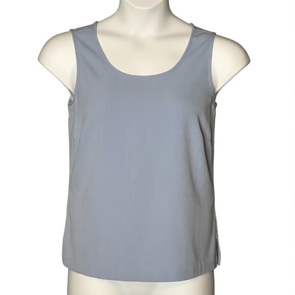 Draper's & Damon's Blouse & Tank Top Set Medium Textured Blue Floral Bell Sleeve - Picture 4 of 11